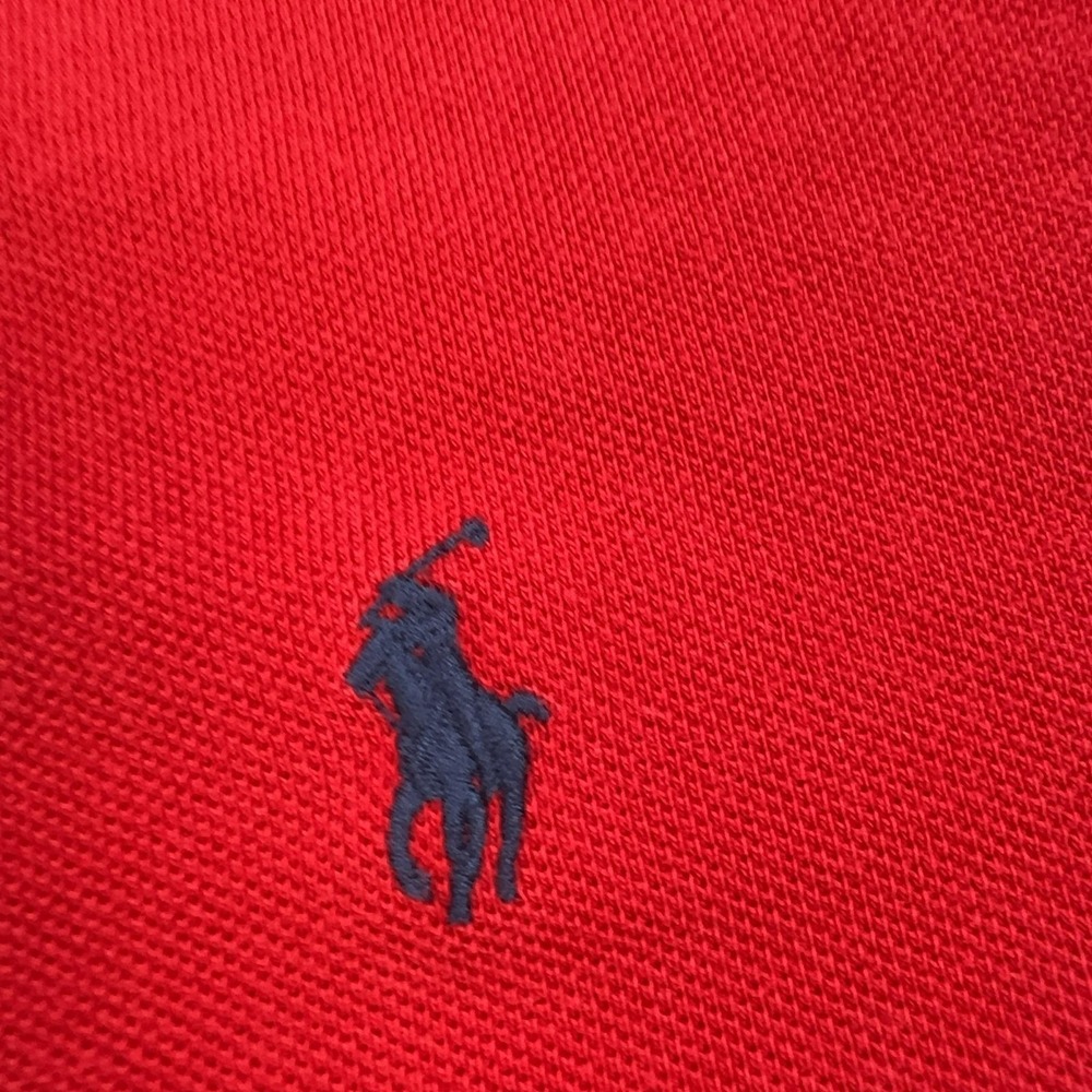 VTG Polo Ralph Lauren Polo Shirt Mens 2XL Red 100% Cotton Knit Logo Short Sleeve - Picture 4 of 7